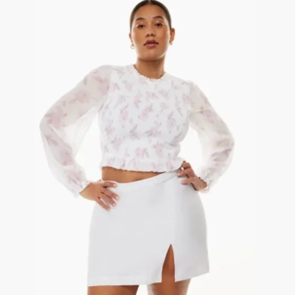 NWT Wilfred Women's Smocked Puff-Sleeve Tempest Blouse - S